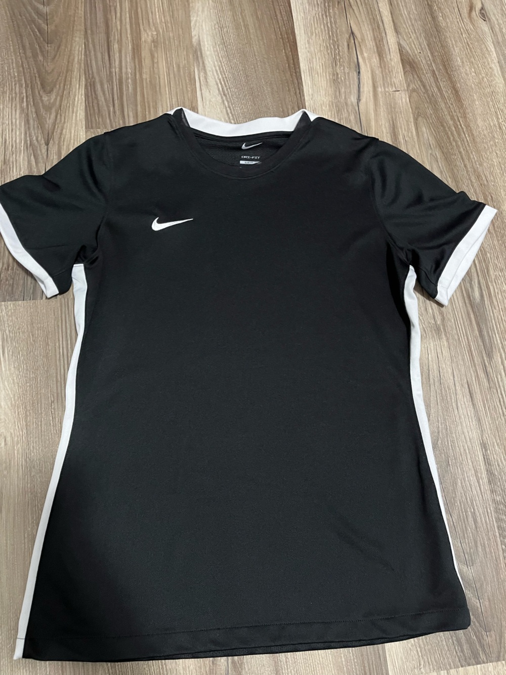Nike Black Short-Sleeve Crew Tee with White Accents